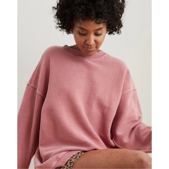 Aerie New Love Corded Oversized Sweatshirt Ribbed Small Cotton - Picture 1 of 13